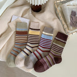 Load image into Gallery viewer, Contrast Stripe Double-Knit Cotton Socks M5A062