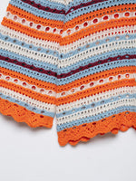 Load image into Gallery viewer, Color Block Hollow Knit Cardigan Button Cap Sleeve N6G151