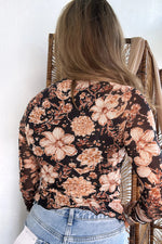 Load image into Gallery viewer, Floral Print Turtle Neck Long Sleeve T Shirt Women N6B076