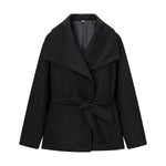 Load image into Gallery viewer, Black Notch Collar Wool-like Coat Women N5A676