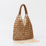 Load image into Gallery viewer, Handwoven Wood Bead Fringe Tote Beach Large Capacity S5P963