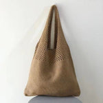 Load image into Gallery viewer, Women's Woven Cutout Knit Bucket Tote Bag N6J171