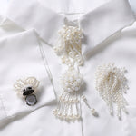 Load image into Gallery viewer, Pearl Floral Shirt Collar Clip Removable Cuff Tassel Cover N6G070