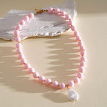Load image into Gallery viewer, Dopamine Pearl Acrylic Geometric Beaded Necklace N6H059