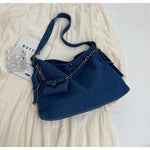 Load image into Gallery viewer, Women's Washed Denim Chain Strap Tote Bag N6J200