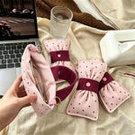 Load image into Gallery viewer, Bow Button Closure Eyeglass Case Sunglasses Pouch N6G103
