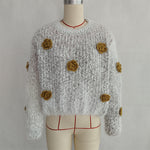 Load image into Gallery viewer, Gradient 3D Floral Knit Sweater Women Round Neck N5A856