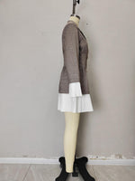 Load image into Gallery viewer, Plaid Color Block Pleated Waist Dress Women Khaki N5A691