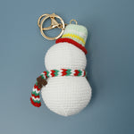 Load image into Gallery viewer, Hand Crocheted Christmas Snowman Bag Charm N6K298