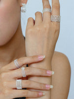 Load image into Gallery viewer, Lace Diamond Adjustable Silver Ring Women N6C002