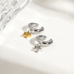 Load image into Gallery viewer, Pentagram Clip On Earrings Dual Tone Gold Silver S5P122