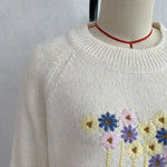 Load image into Gallery viewer, Daisy Floral Round Neck Loose Pullover Sweater N6H282