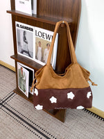 Load image into Gallery viewer, Women's Suede-Feel Color-Block Star Embroidered Tote Bag N6J211