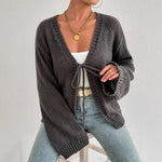 Load image into Gallery viewer, V Neck Tie Cardigan Women Office Lightweight Knit N5A872