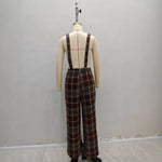 Load image into Gallery viewer, Brown Plaid Jumpsuit Women High Waist Wide N5A899