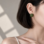 Load image into Gallery viewer, Candy Color Rounded Square Glossy Stud Earrings Women N6H104
