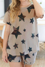 Load image into Gallery viewer, Star Print Loose Lounge Set Women Grey N6C326