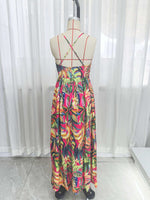 Load image into Gallery viewer, Sexy Print V Neck Slip Dress Women N6C247