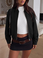 Load image into Gallery viewer, Streetwear Solid Cropped Bomber Jacket Women N6H293