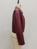 Load image into Gallery viewer, Retro Notch Collar PU Jacket Women Faux Leather Coat N5A774