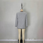 Load image into Gallery viewer, Black White Striped Utility Jacket Women Round Neck N5A908