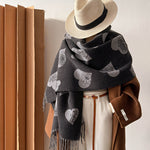 Load image into Gallery viewer, Double-Sided Jacquard Heart Flower Scarf Shawl Women N6H245