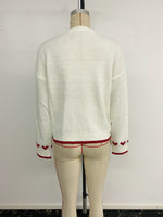 Load image into Gallery viewer, White Heart Jacquard Sweater Knit Layering Pullover N5A814