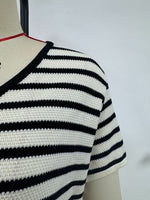 Load image into Gallery viewer, Striped Tie-Front Knit Cardigan Short Sleeve N6G174