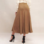 Load image into Gallery viewer, Suede A Line Skirt Women Khaki High Waist N5A695