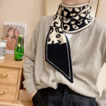 Load image into Gallery viewer, Houndstooth Knit Narrow Scarf with Small Ears N6H307
