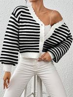 Load image into Gallery viewer, Colorblock Rainbow Lantern Sleeve Cardigan Women N6G287