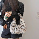 Load image into Gallery viewer, Faux Fur Y2K Leopard Underarm Purse Women S5P735