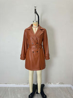 Load image into Gallery viewer, Designer Brown Leather Jacket Women N5A755