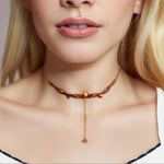 Load image into Gallery viewer, Tiger Eye Beaded Necklace Handwoven Drop Shape S5P197
