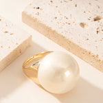 Load image into Gallery viewer, Statement Pearl Open Ring Adjustable Geometric N6H204