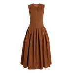Load image into Gallery viewer, Tiered Zip Front Maxi Dress High Waist Brown N5Z595
