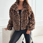 Load image into Gallery viewer, Faux Leopard Print Fur effect Jacket Short Plush Coat N5A723