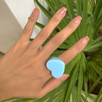 Load image into Gallery viewer, Candy Color Heart Resin Ring Vacation Style Women N6A217