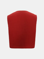 Load image into Gallery viewer, Street Style Chunky Knit Vest Red Open Front Cardigan N5A776