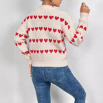 Load image into Gallery viewer, Love Jacquard Knit Sweater Women Beige Black N5A579