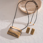 Load image into Gallery viewer, Leather Cord Resin Square Pendant Chunky Necklace N6H137