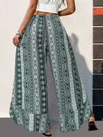 Load image into Gallery viewer, Boho Print Asymmetric Slit Wide Leg Pants Women N6C241
