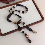 Load image into Gallery viewer, Womens Brown Leopard Print Beaded Scarf Necklace N6K278