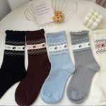 Load image into Gallery viewer, Combed Cotton Mid-Calf Socks Heart Pattern M5A018