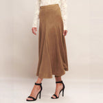 Load image into Gallery viewer, Suede A Line Skirt Women Khaki High Waist N5A695