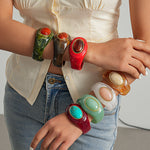Load image into Gallery viewer, Womens Vintage Marbled Oval Acrylic Bracelet N6K139