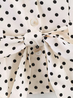 Load image into Gallery viewer, Polka Dot Tie Neck Set Women N6D127