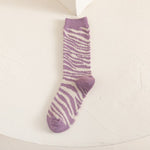 Load image into Gallery viewer, Purple Houndstooth Mid-Calf Socks Women Campus N6H029