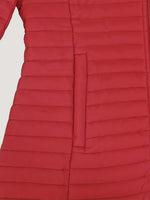 Load image into Gallery viewer, Red Long Padded Coat Women Hooded Windproof Zip N5A772