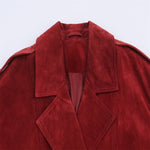 Load image into Gallery viewer, Red Suede Double Breasted Jacket Women N5A787
